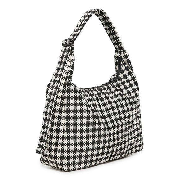 Baggu Mini Nylon Shoulder Bag Black/White Pixel Gingham NWT - Picture 3 of 11